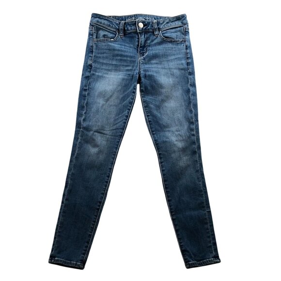 American Eagle Womens Jeans Size 4 Skinny Leg Anke Casual Blue Denim Stretch - Picture 1 of 16